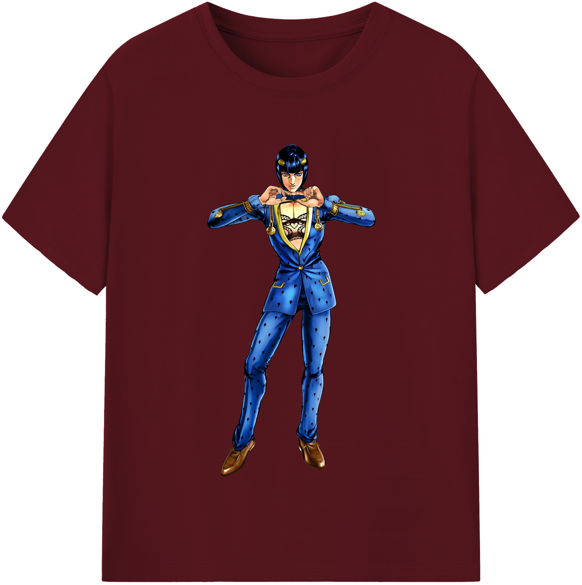 （画像用） ジョジョの奇妙な冒険 ブローノ?ブチャラティ JoJo's Bizarre Adventure Bruno Bucciarati 綿100％半袖Tシャツ（フロントプリント）
